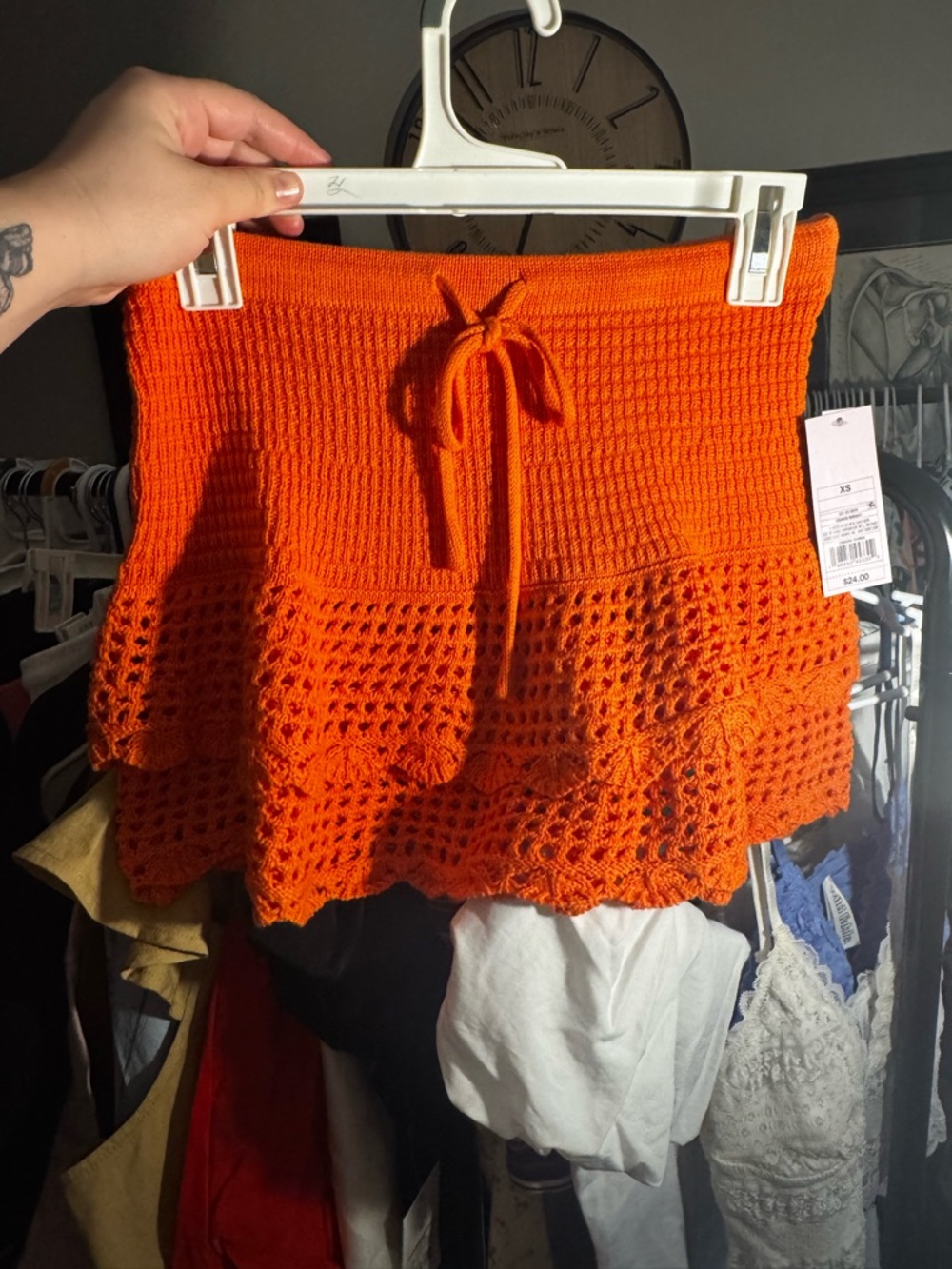 Target Orange Crochet Ruffled Mini Skirt